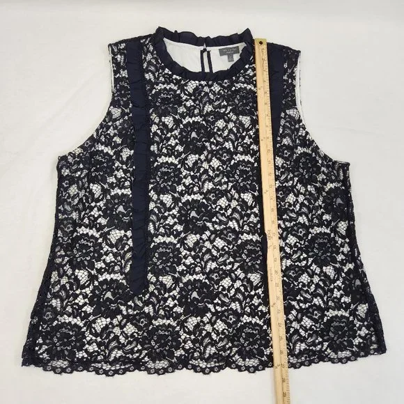 THE LIMITED Plus Sleeveless Ruffle Lace Top Size 2X Black/White Color LIKE NEW! - Picture 10 of 16